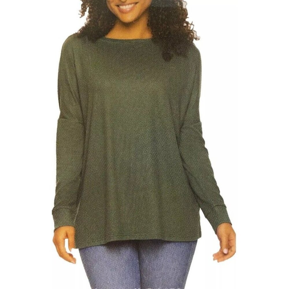 Felina Woman LG Lightweight Knit Top Long Sleeve Sweater Shirt Tunic Ultra Soft
